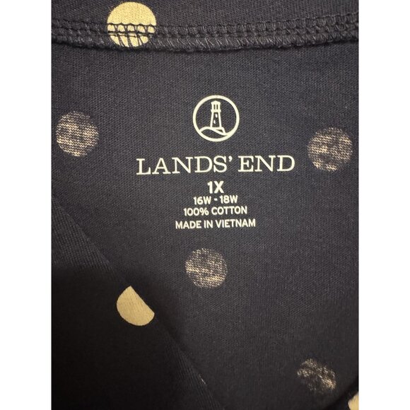 Lands' End Navy Blue Polka Dot Knit Shift Dress w/Pockets Size 1X 16W-18W Plus - Picture 10 of 11